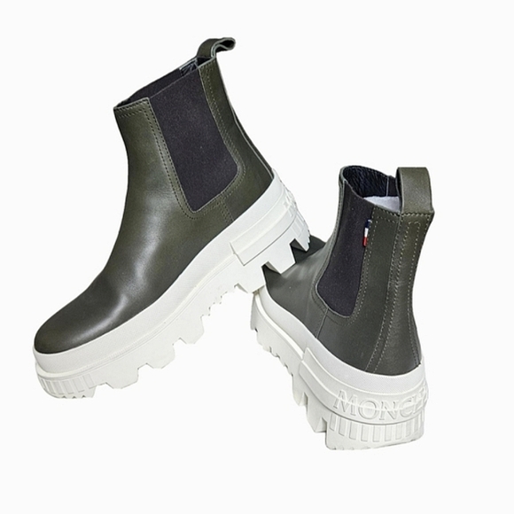 Moncler | Lir Ankle Boots | Leather / Rubber | Khaki / Green | W / dustbags - Picture 1 of 13